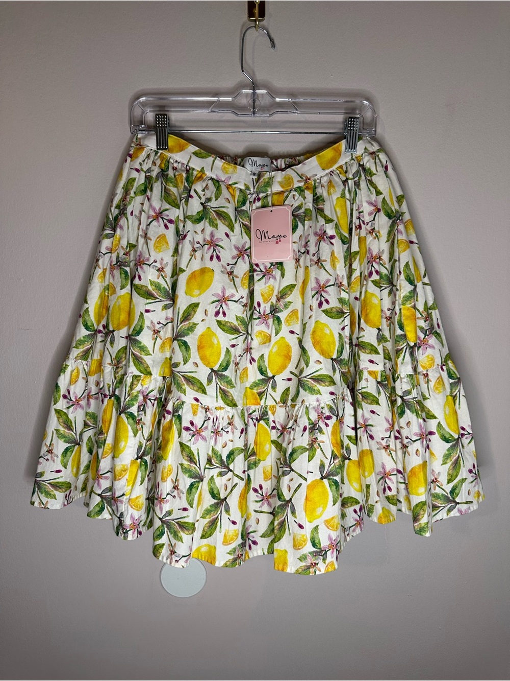 Mome Lemon Print Mini Skater Skirt - White & Yellow